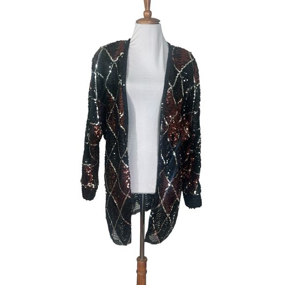 Vintage 1990s Givenchy En Plus Sequin Open Front Jacket Cardigan 14 - Picture 8 of 9